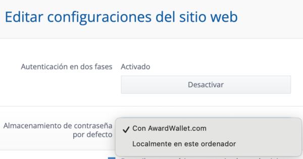 Awardwallet opciones de seguridad