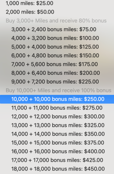 Precios de millas Hawaiian